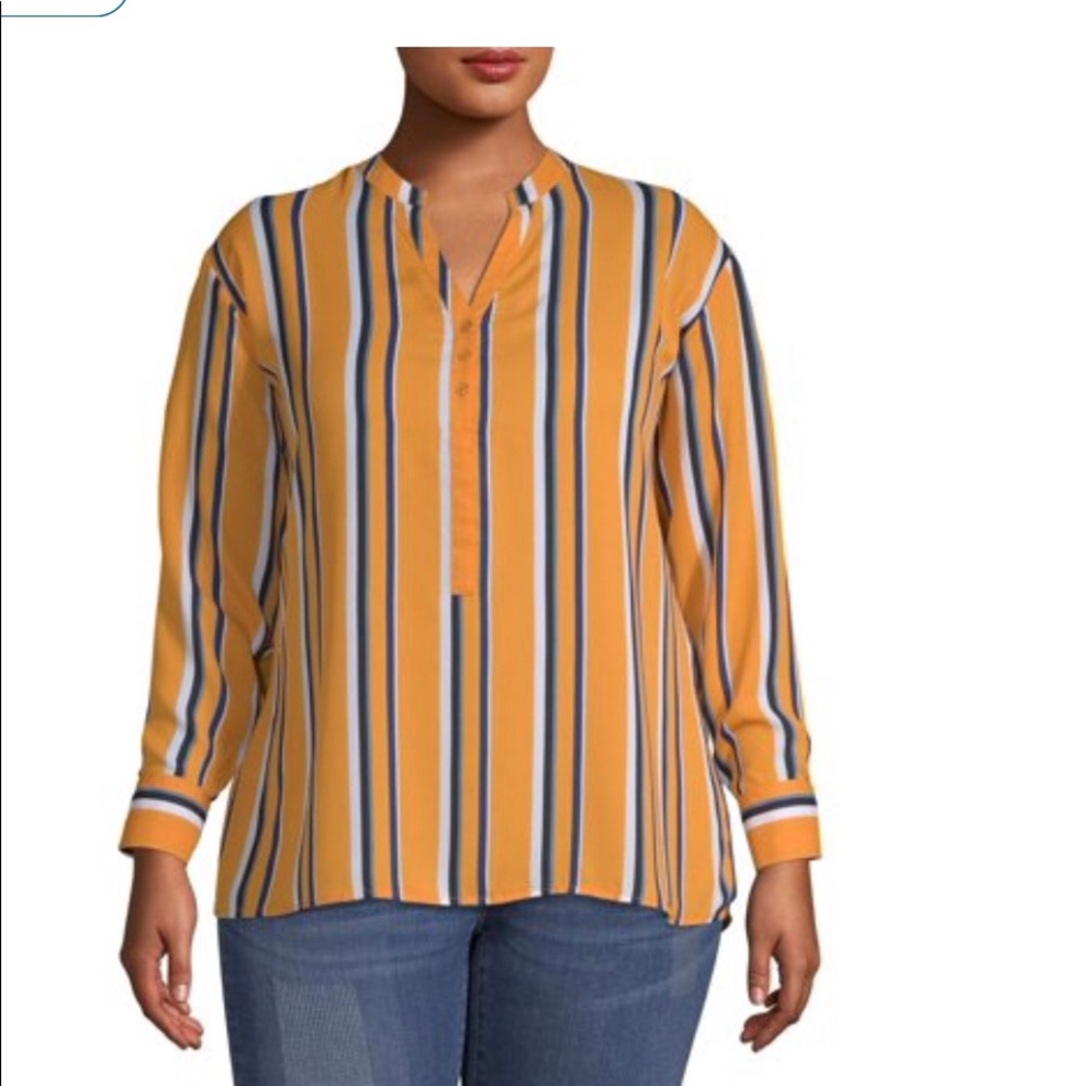 Zac & Rachel women’s gold/blue placket top large